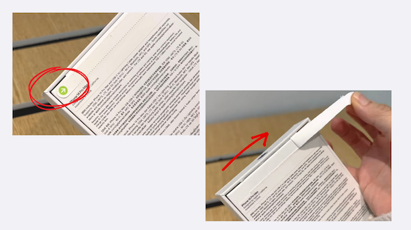 Bạn có thể “bóc seal” iPhone 14 Pro Max dễ dàng với thác tác xé giấy theo chiều mũi tên hướng dẫn